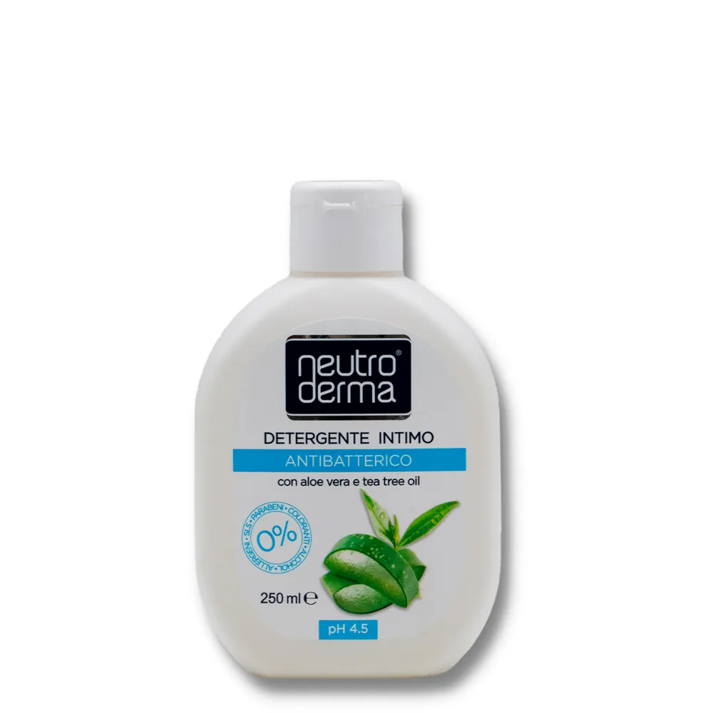 Intymios higienos prausiklis su alaviju ir arbatmedžio aliejumi, pH 4,5 Neutro Derma 400ml
