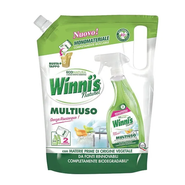 Ekologiškas kietų paviršių, langų ir stiklų valiklis WINNI'S 1000ml papildymas