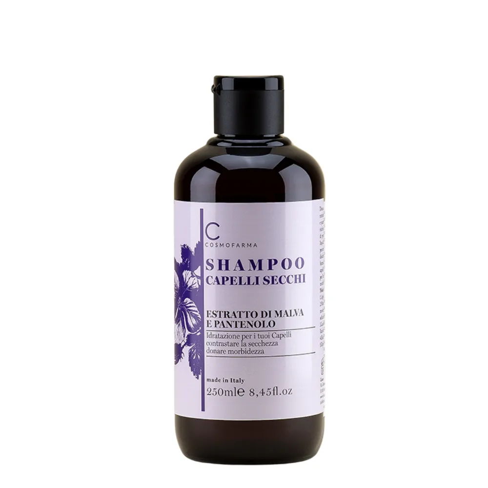 Stiprinamasis šampūnas sausiems plaukams su malvos ekstraktu ir pantenoliu Cosmofarma 250ml