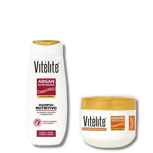 Plaukų šampūno ir kaukės rinkinys su arganu ir keratinu VITELITE ARGAN rinkinys 250ml+150ml