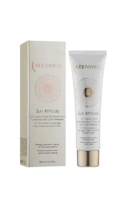 KEENWELL SUN ATTITUDE APSAUGINIS CC KREMAS SU SPALVA SPF 50, 60 ml