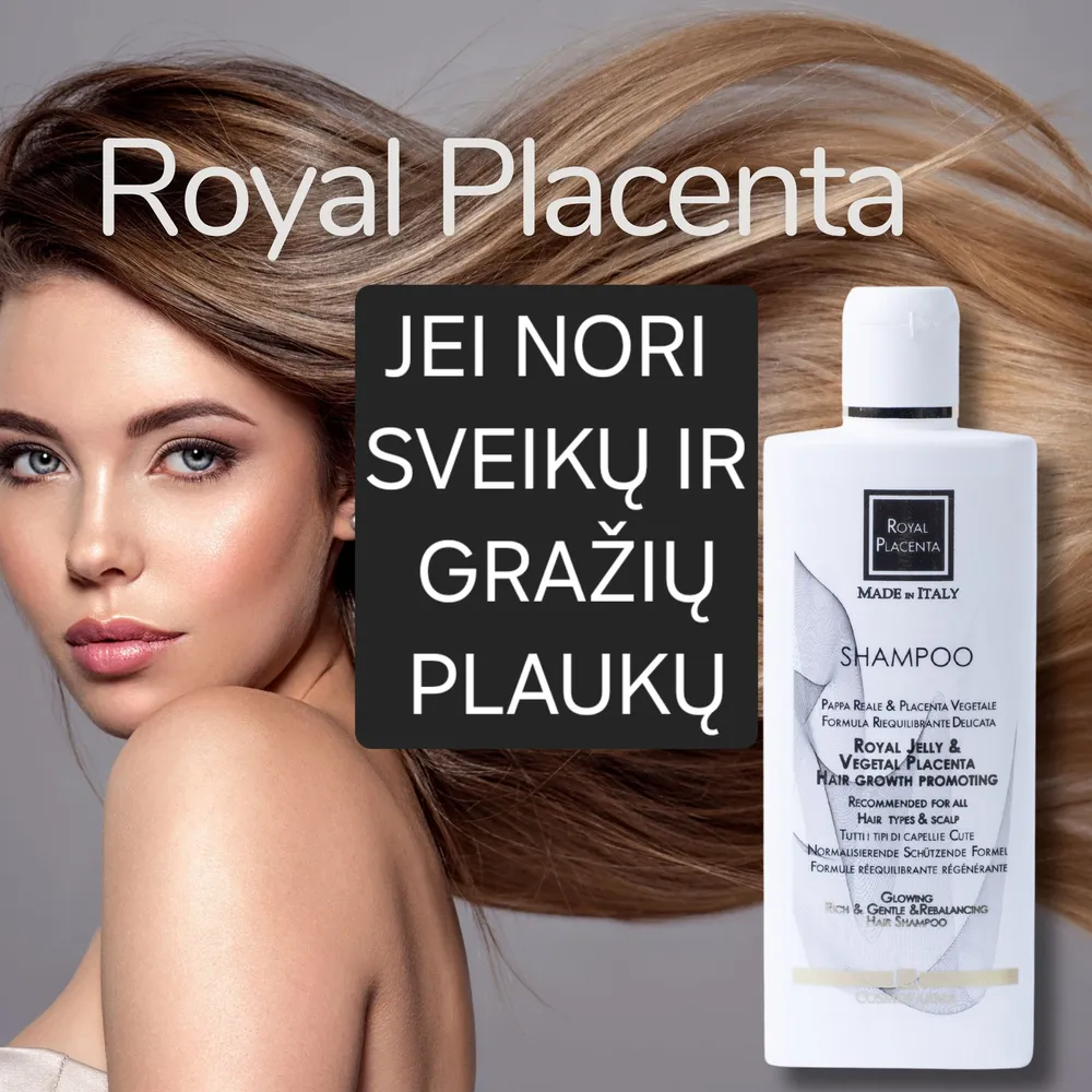 Prabangus šampūnas nuo plaukų slinkimo ROYAL PLACENTA su augaline placenta 250 ml